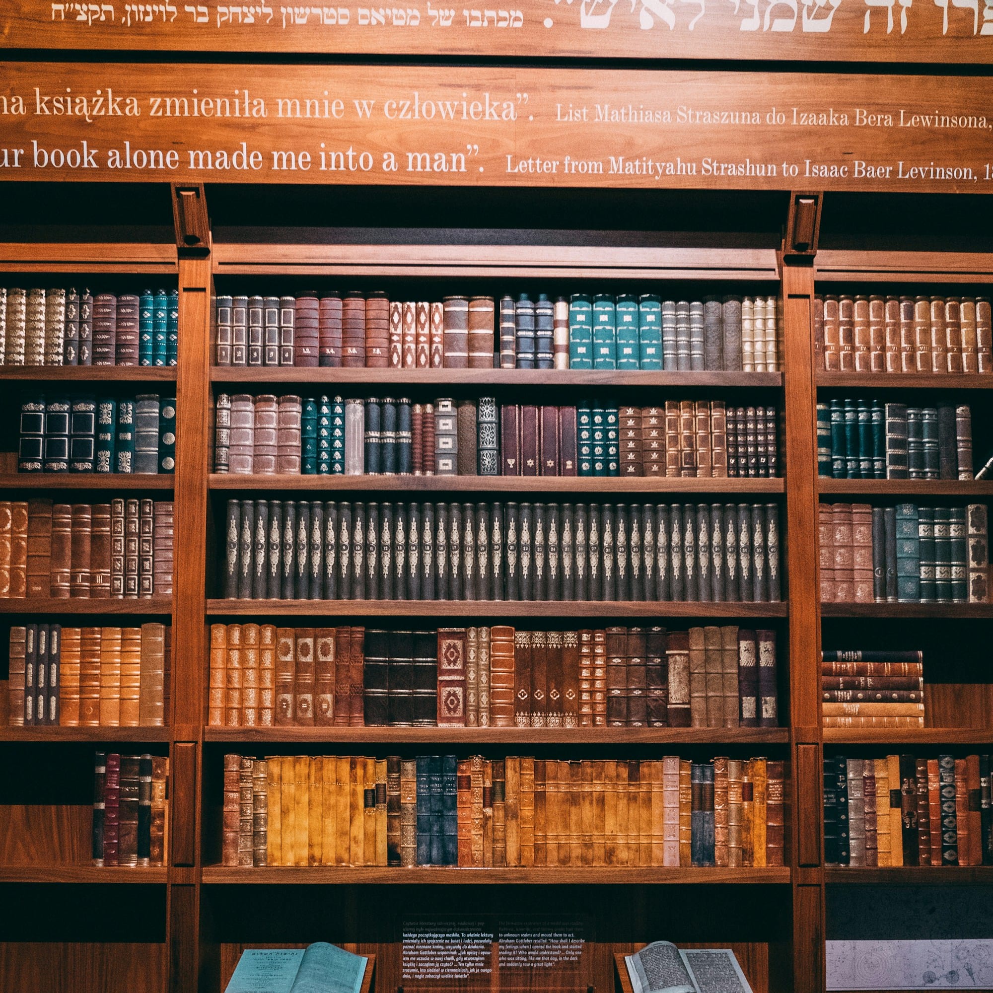 library books on shelves